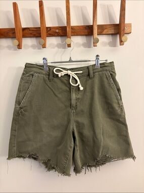 aerie Olive Green Frayed Hem Drawstring Shorts